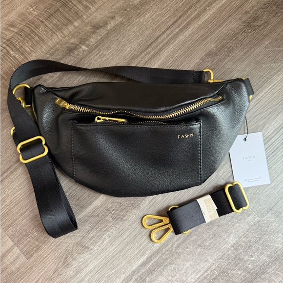 Fawn Design Black Crossbody Bag with Gold Accents (New with Tags) - Picture 4 of 4